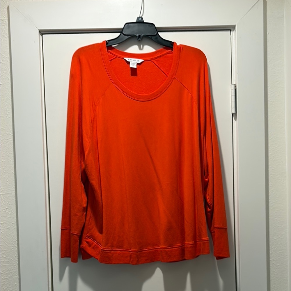 Caslon Long Sleeve Scoop Neck Top in Bright Orange
